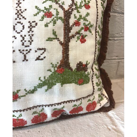 Vintage Cross Stitch A, B, C Pillow Tree Squirrel - Picture 3 of 5